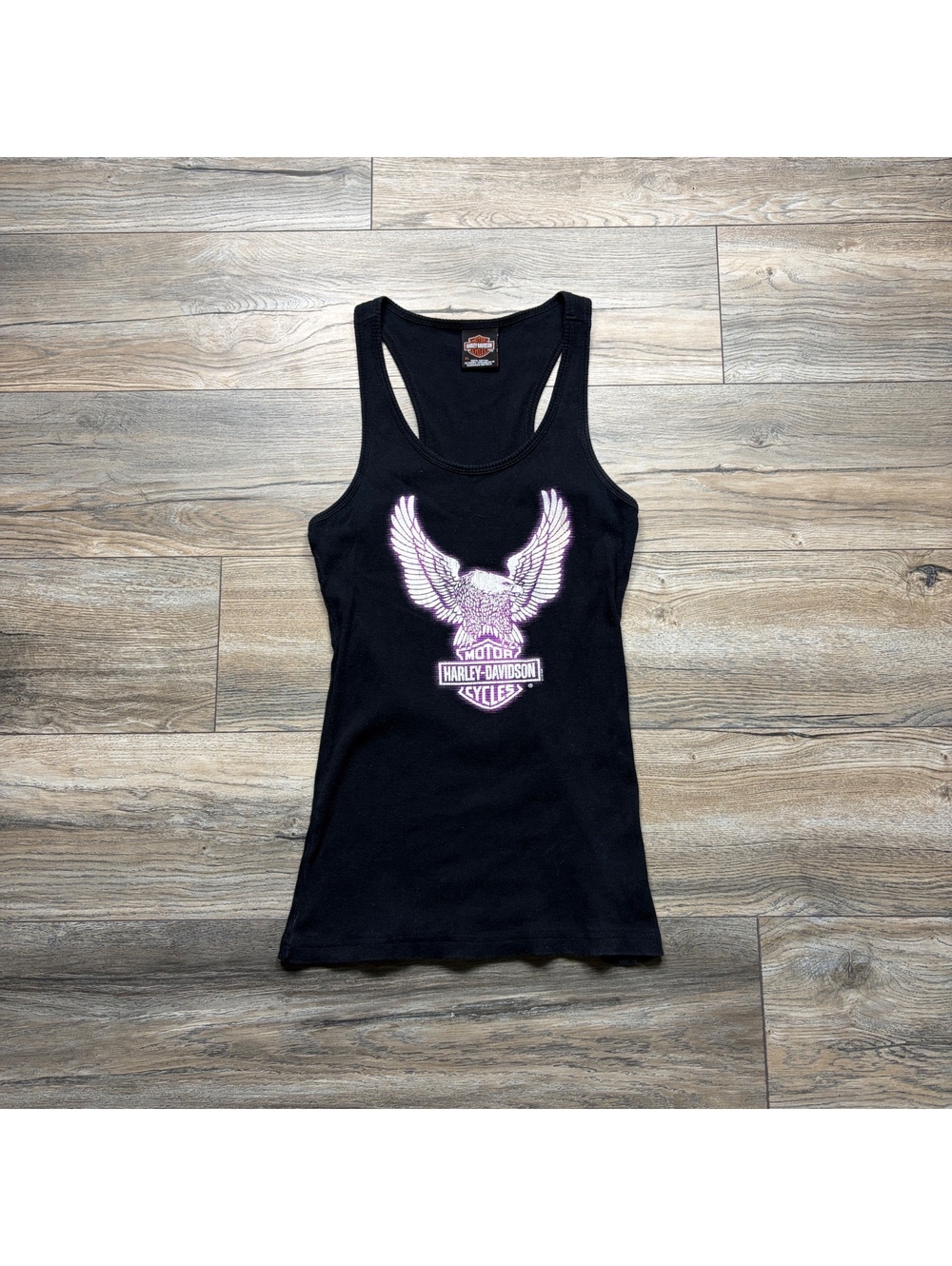 Harley-Davidson Black Racerback Tank Top with Eagle Graphic